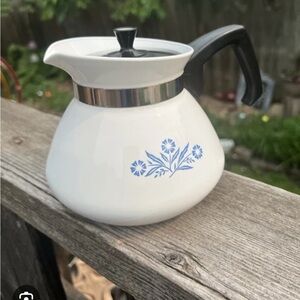 Rare Vintage Corning Ware 6 cup Blue Cornflower teapot